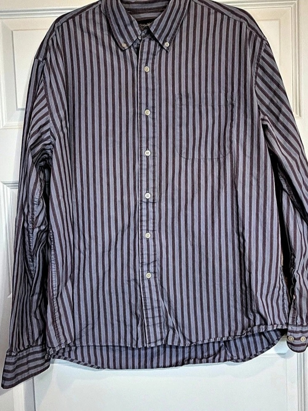Vintage Eddie Bauer Mens L Striped Button Up Shirt 100% Cotton Outdoor 90s 1174